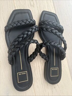 Dolce Vita Black Braided Triple-Strap Slide Sandals